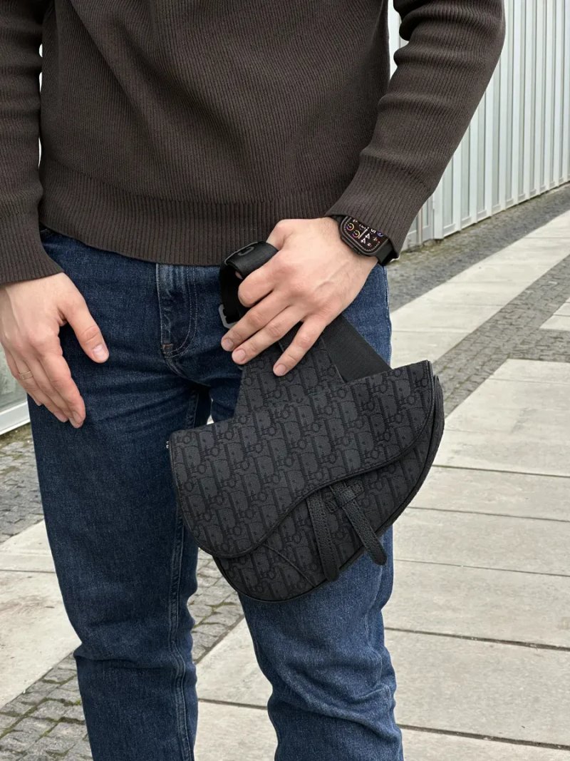 Сумка чоловіча Dior Saddle Bag Black Dior Oblique Jacquard копія 1:1 — фото 7