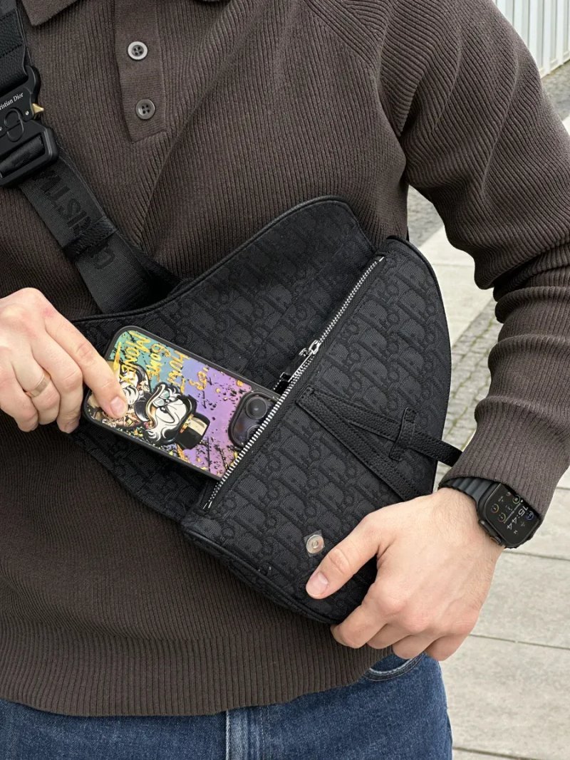 Сумка чоловіча Dior Saddle Bag Black Dior Oblique Jacquard копія 1:1 — фото 6