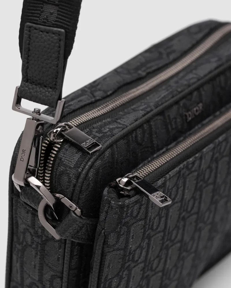 Сумка чоловіча Dior Saddle Triple Pouch Black Oblique Jacquard копія 1:1 — фото 3