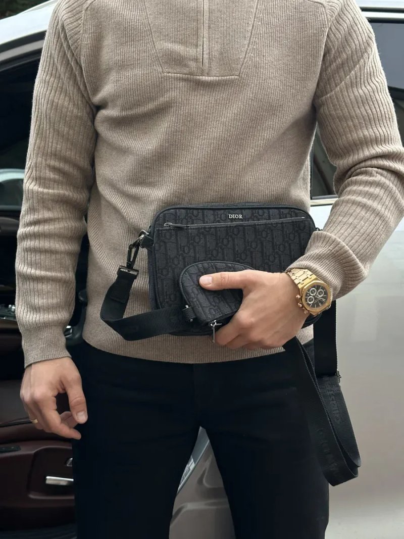 Сумка чоловіча Dior Saddle Triple Pouch Black Oblique Jacquard копія 1:1 — фото 5