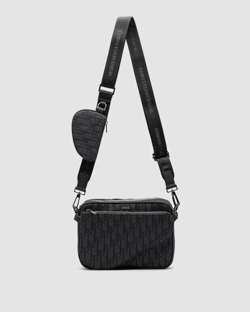 Сумка чоловіча Dior Saddle Triple Pouch Black Oblique Jacquard копія 1:1 — фото 2