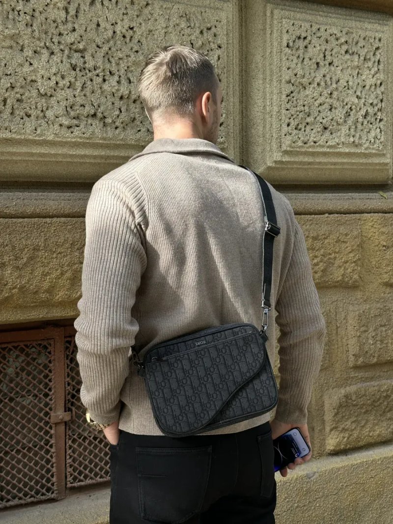 Сумка чоловіча Dior Saddle Triple Pouch Black Oblique Jacquard копія 1:1 — фото 6