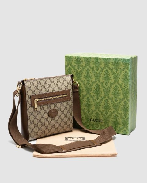 Сумка чоловіча Gucci GG Supreme Shoulder Bag Brown копія 1:1