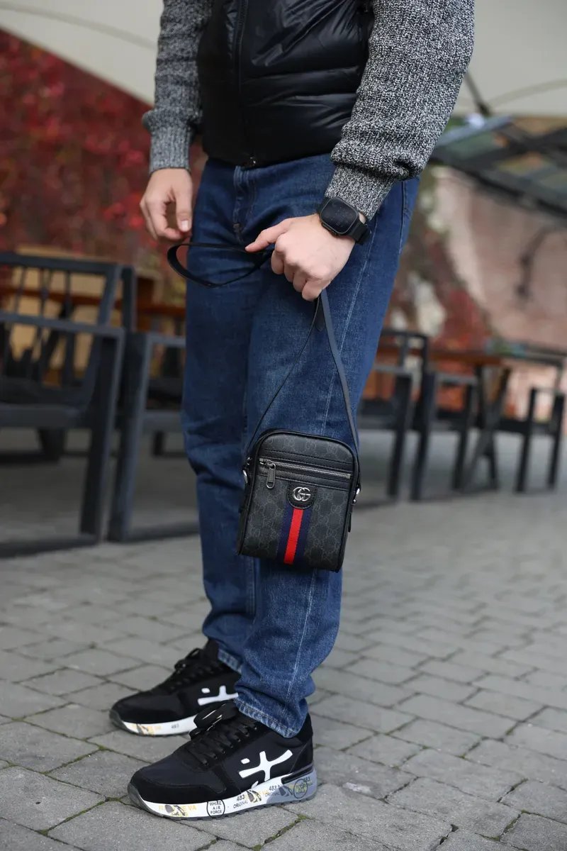 Сумка чоловіча Gucci Ophidia GG Supreme Crossbody Bag Grey копія 1:1 — фото 6