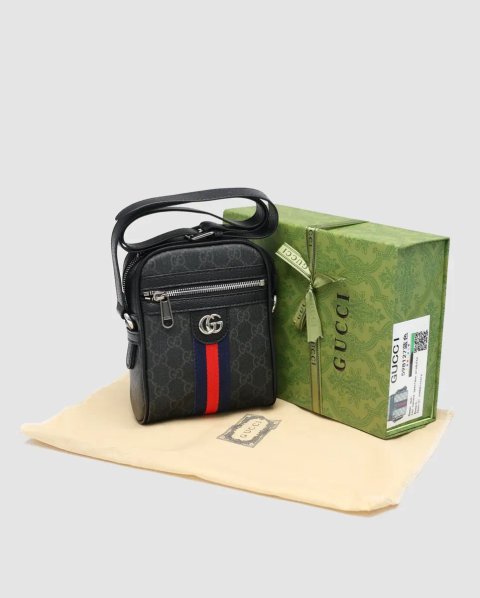 Сумка чоловіча Gucci Ophidia GG Supreme Crossbody Bag Grey копія 1:1