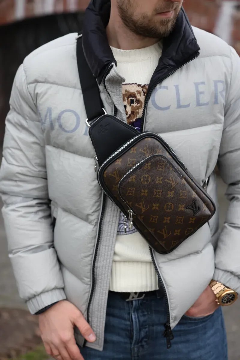 Сумка чоловіча Louis Vuitton Avenue Slingbag Monogram Macassar Canvas Brown копія 1:1 — фото 7