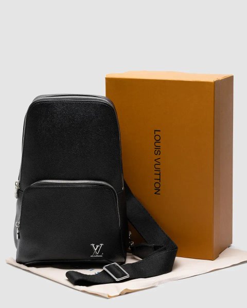 Сумка чоловіча Louis Vuitton Avenue Slingbag NM Black/Silver копія 1:1
