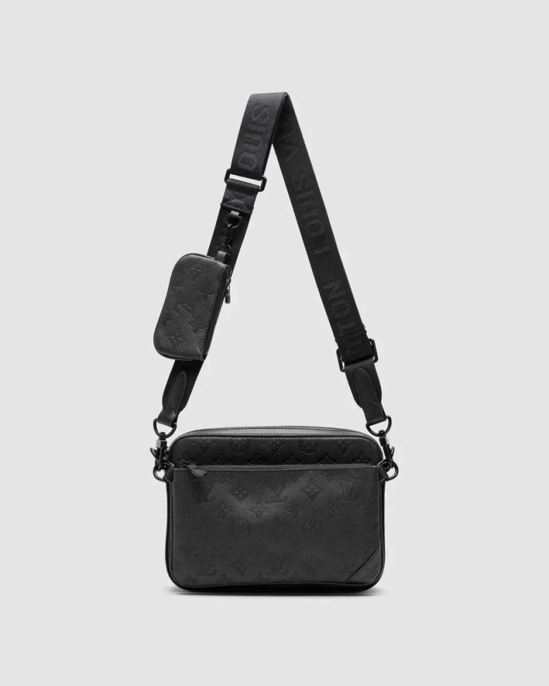 Сумка чоловіча Louis Vuitton Trio Messenger Black Embossing Leather копія 1:1 — фото 2