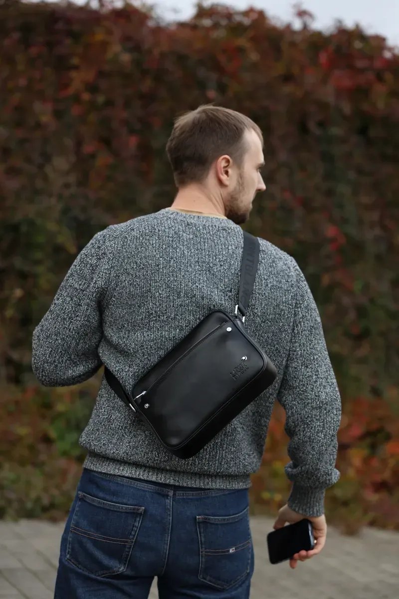 Сумка чоловіча Montblanc Sartorial Messenger Black копія 1:1 — фото 4