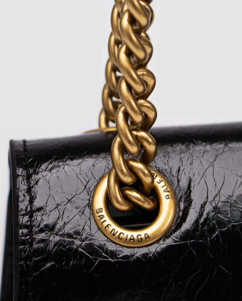 Сумка жіноча Balenciaga Crush Medium Chain Bag Crushed Calfskin in Black\Gold — фото 4