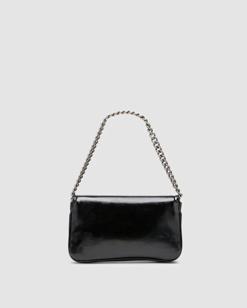 Сумка жіноча Balenciaga Small Bb Flap Patent Leather Bag Black/Silver копія 1:1 — фото 3