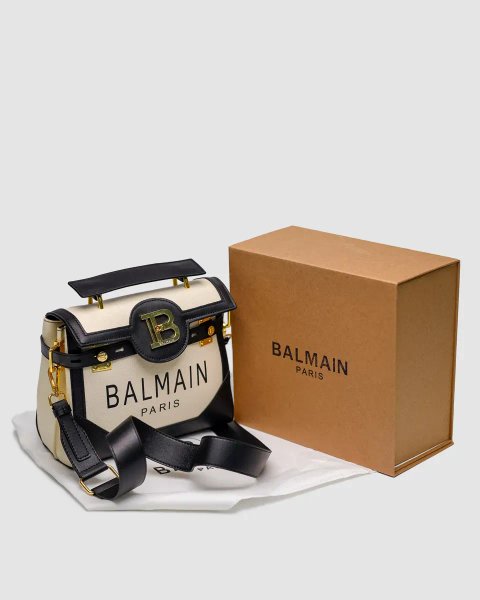 Сумка жіноча Balmain B-Buzz 23 Cream/Black копія 1:1