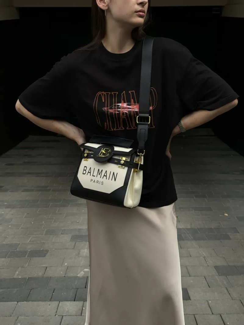 Сумка жіноча Balmain B-Buzz 23 Cream/Black копія 1:1 — фото 7