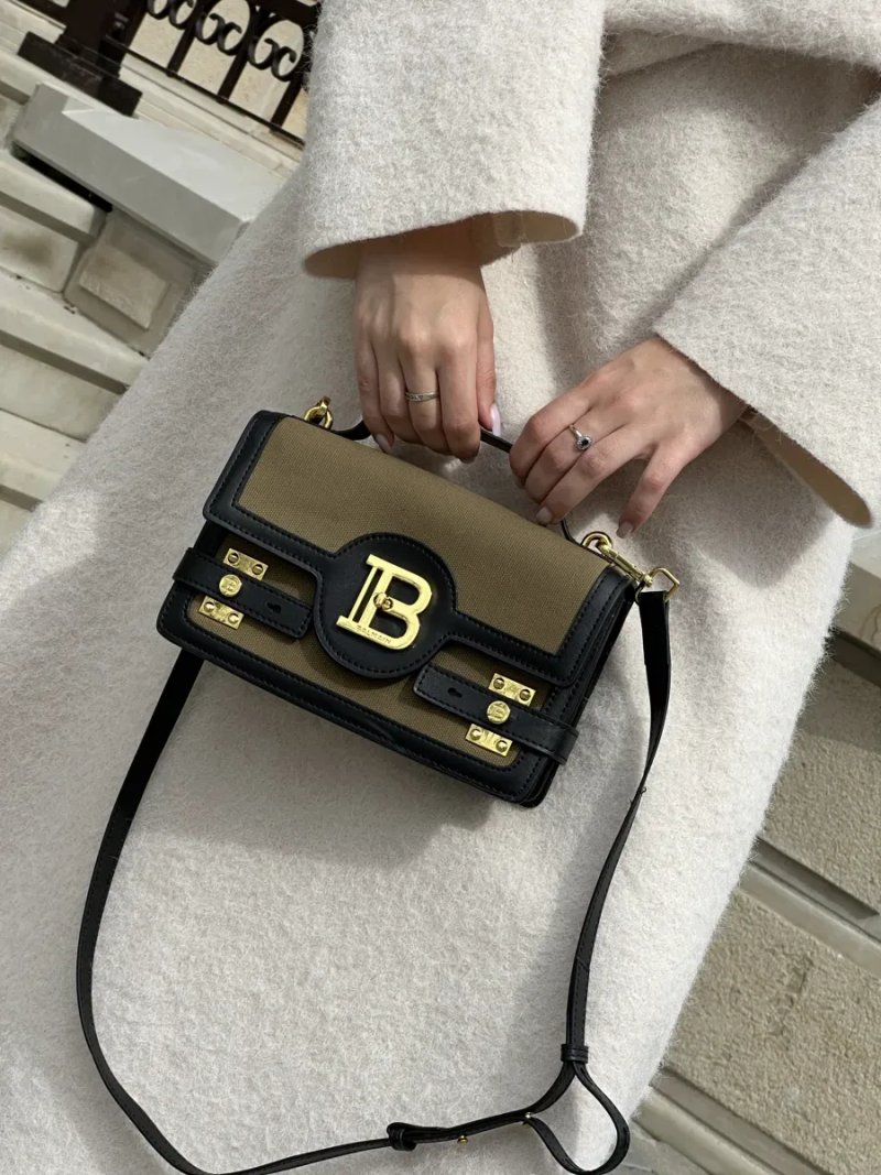 Сумка жіноча Balmain B-Buzz 24 Black/Khaki копія 1:1 — фото 7
