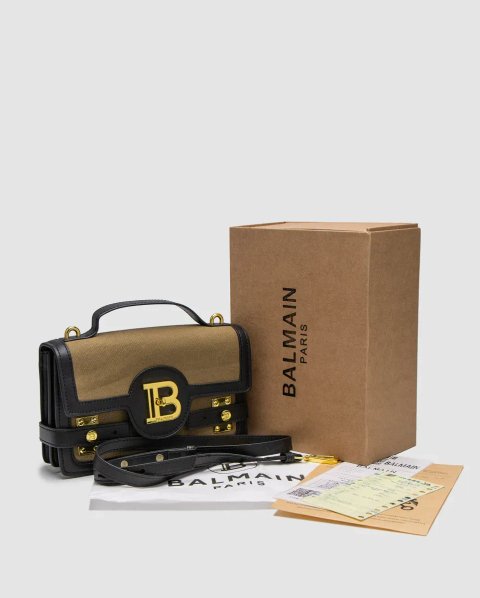 Сумка жіноча Balmain B-Buzz 24 Black/Khaki копія 1:1