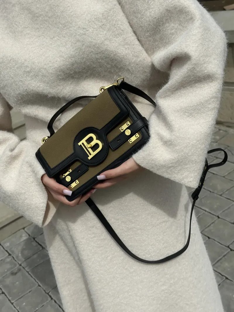 Сумка жіноча Balmain B-Buzz 24 Black/Khaki копія 1:1 — фото 6