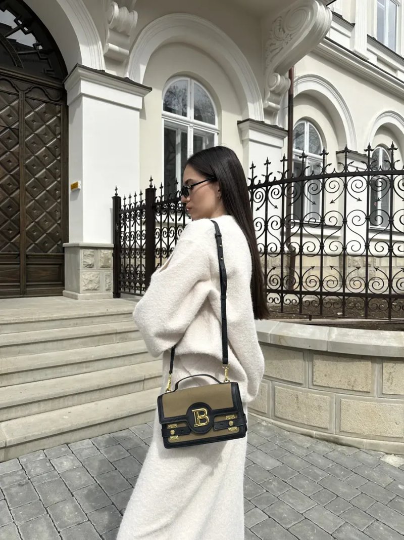 Сумка жіноча Balmain B-Buzz 24 Black/Khaki копія 1:1 — фото 5