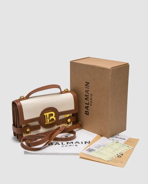 Сумка жіноча Balmain B-Buzz 24 Cream/Brown копія 1:1