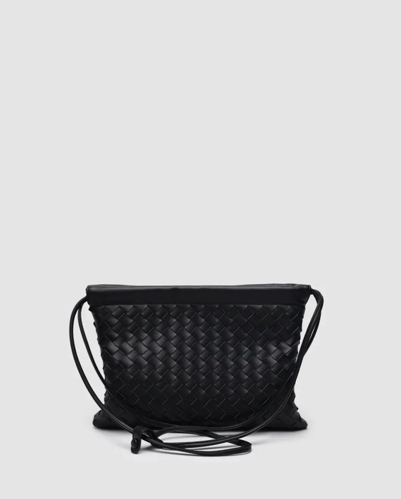 Сумка жіноча Bottega Veneta Vintage Leather Intrecciato Crossbody Bag Black/Gold копія 1:1