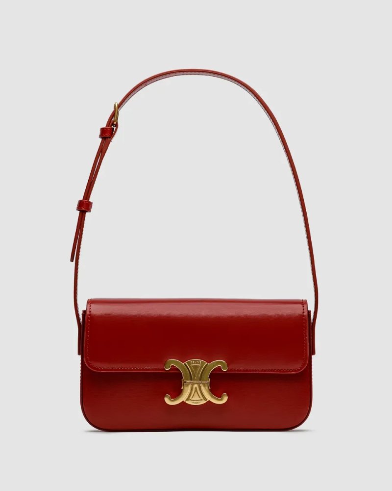Сумка жіноча Celine Shoulder Bag Claude In Shiny Calfskin Burgundy копія 1:1 — фото 2