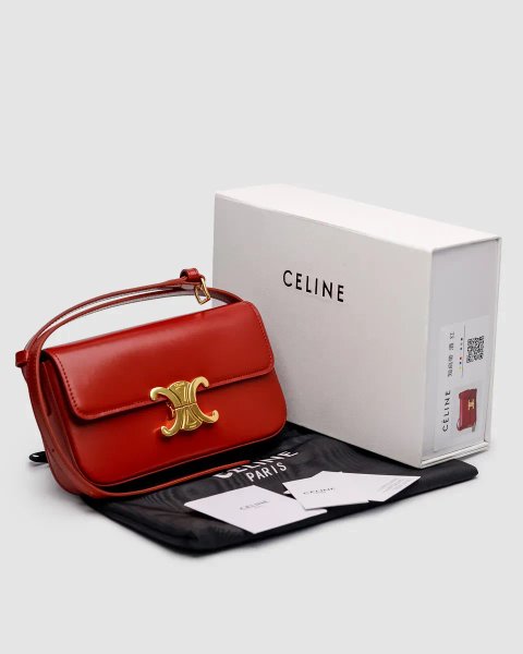Сумка жіноча Celine Shoulder Bag Claude In Shiny Calfskin Burgundy копія 1:1