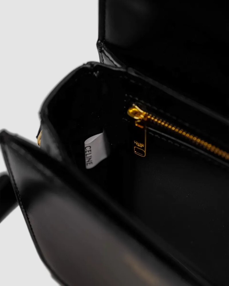 Сумка жіноча Celine Teen Triomphe Bag Black in Shiny Calfskin копія 1:1 — фото 5