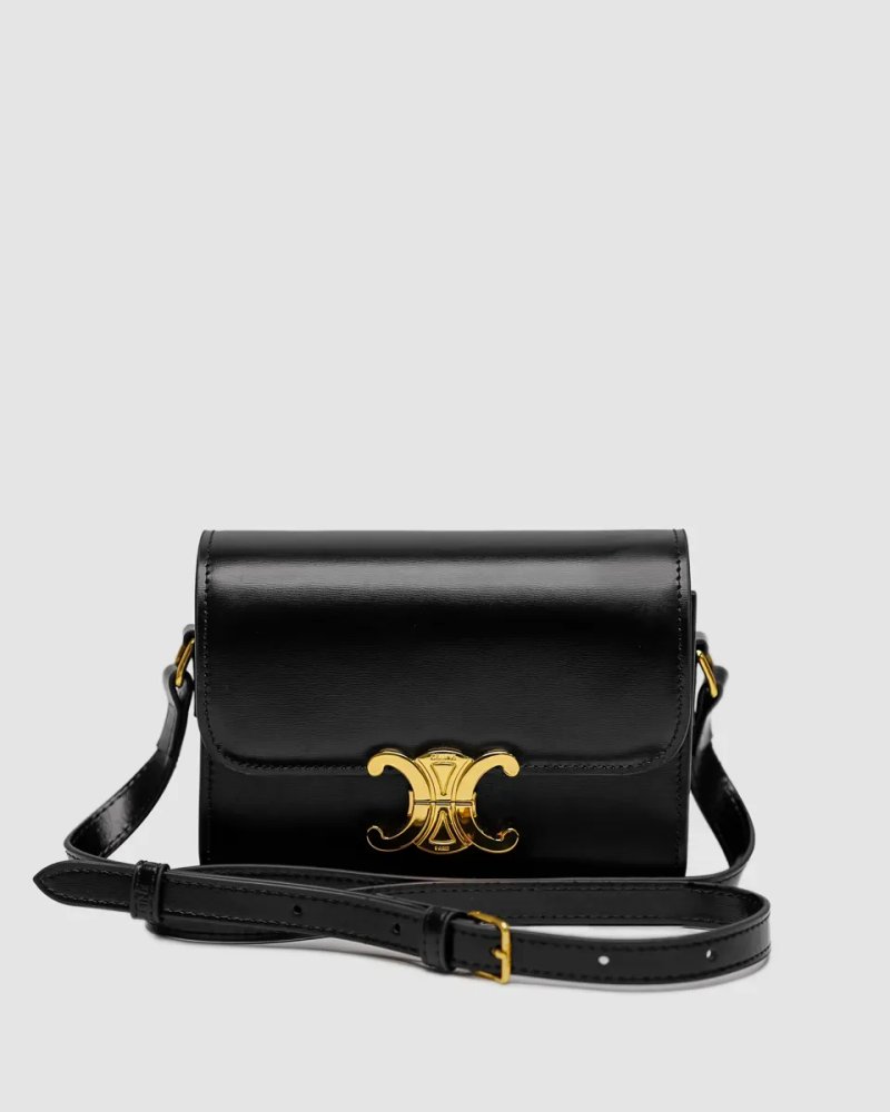 Сумка жіноча Celine Teen Triomphe Bag Black in Shiny Calfskin копія 1:1 — фото 2