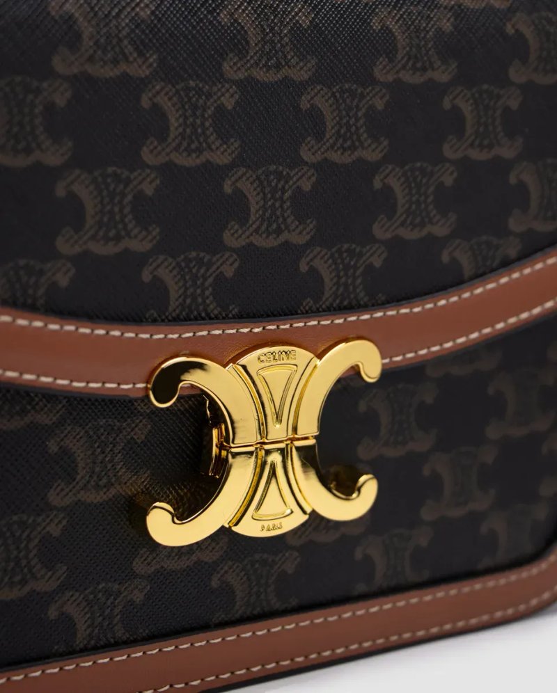 Сумка жіноча Celine Teen Triomphe Bag in Triomphe Canvas And Calfskin Tan копія 1:1 — фото 4