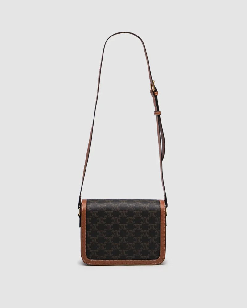 Сумка жіноча Celine Teen Triomphe Bag in Triomphe Canvas And Calfskin Tan копія 1:1 — фото 3