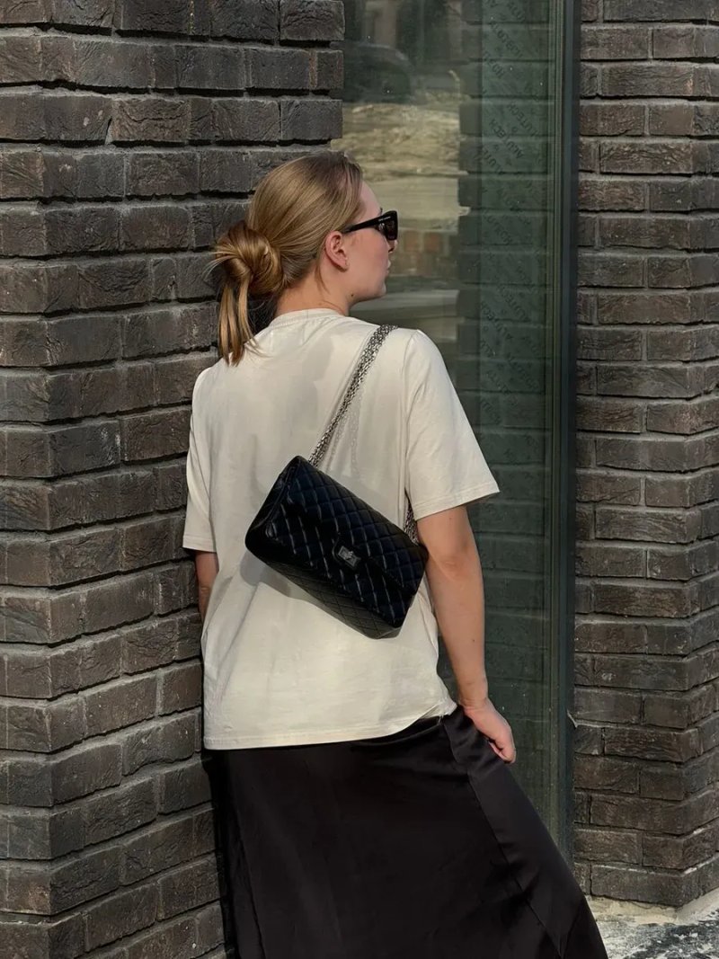 Сумка жіноча Chanel 2.55 Reissue Double Flap Leather Bag Black/Silver копія 1:1 — фото 8