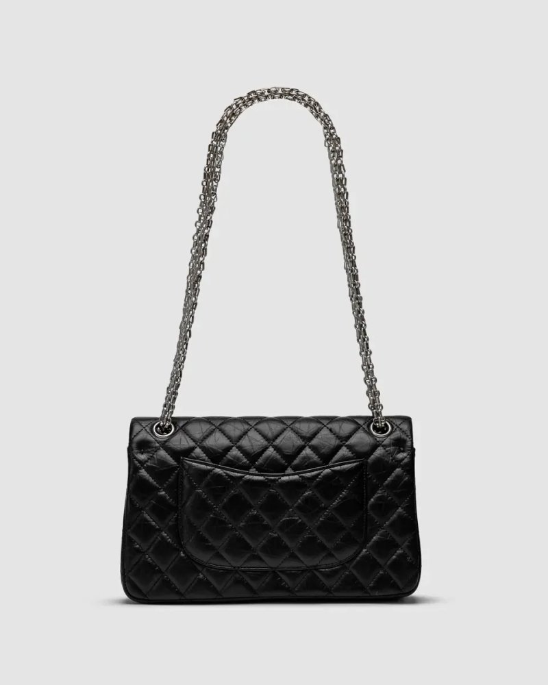 Сумка жіноча Chanel 2.55 Reissue Double Flap Leather Bag Black/Silver копія 1:1 — фото 4