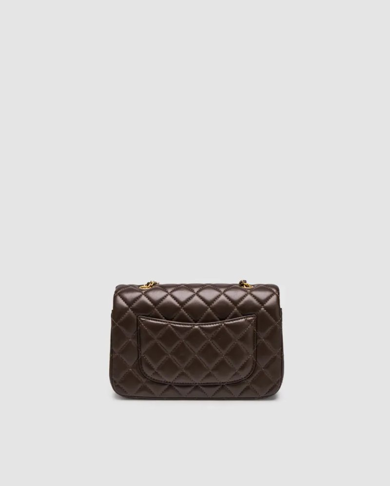 Сумка жіноча Chanel Classic 1.55 Small Single Flap in Brown/Gold копія 1:1 — фото 3