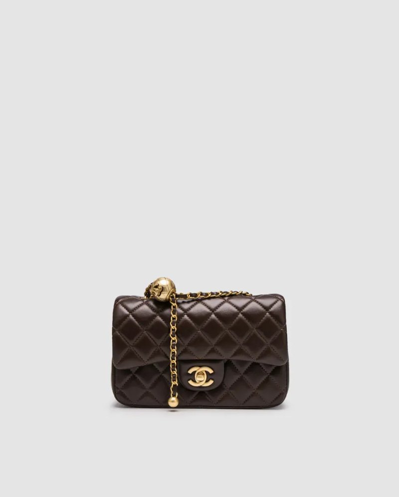 Сумка жіноча Chanel Classic 1.55 Small Single Flap in Brown/Gold копія 1:1 — фото 2