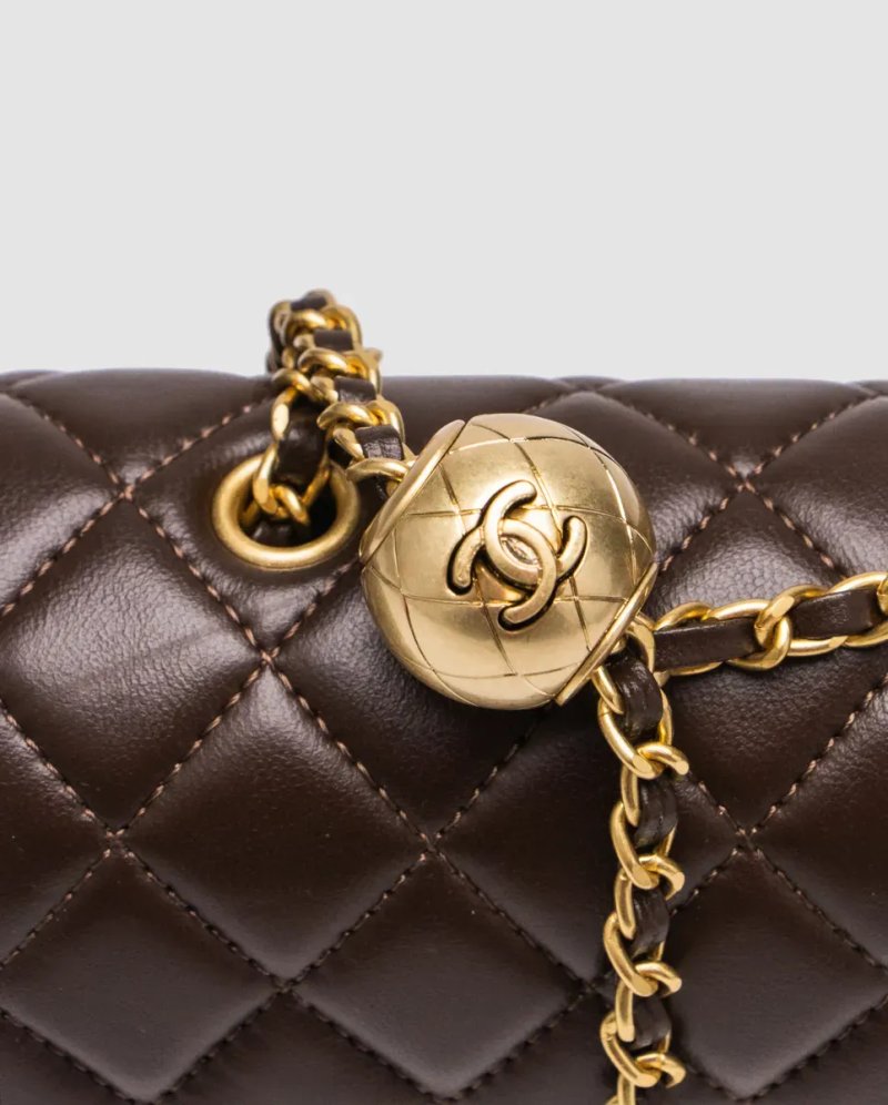 Сумка жіноча Chanel Classic 1.55 Small Single Flap in Brown/Gold копія 1:1 — фото 4