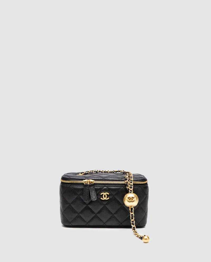 Сумка жіноча Chanel Classic Black Lambskin Pearl Crush Vanity Bag копія 1:1 — фото 2