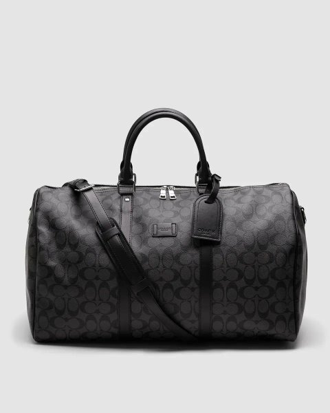 Сумка жіноча Coach 52 In Signature Canvas Black/Silver копія 1:1