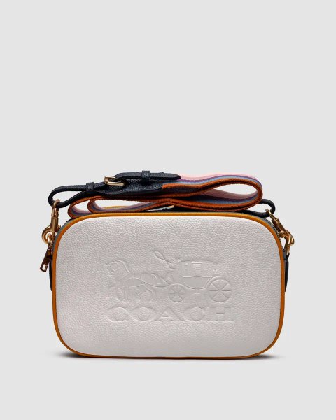Сумка жіноча Coach Jes Convertible Belt Bag In Colorblock White/Beige/Gold копія 1:1