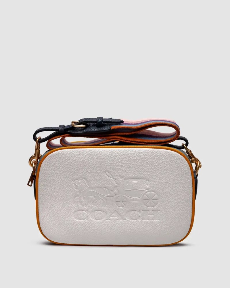 Сумка жіноча Coach Jes Convertible Belt Bag In Colorblock White/Beige/Gold копія 1:1