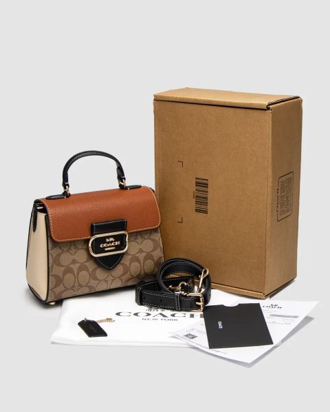 Сумка жіноча Coach Morgan Top Handle In Signature Canvas Brown копія 1:1