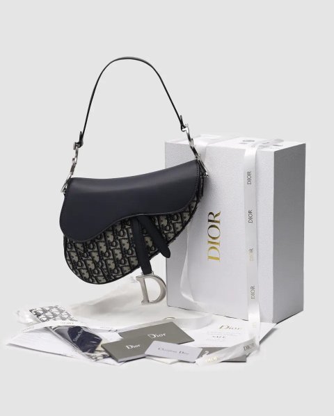 Сумка жіноча Dior Saddle Bag Blue Dior Oblique Jacquard and Smooth Calfskin копія 1:1