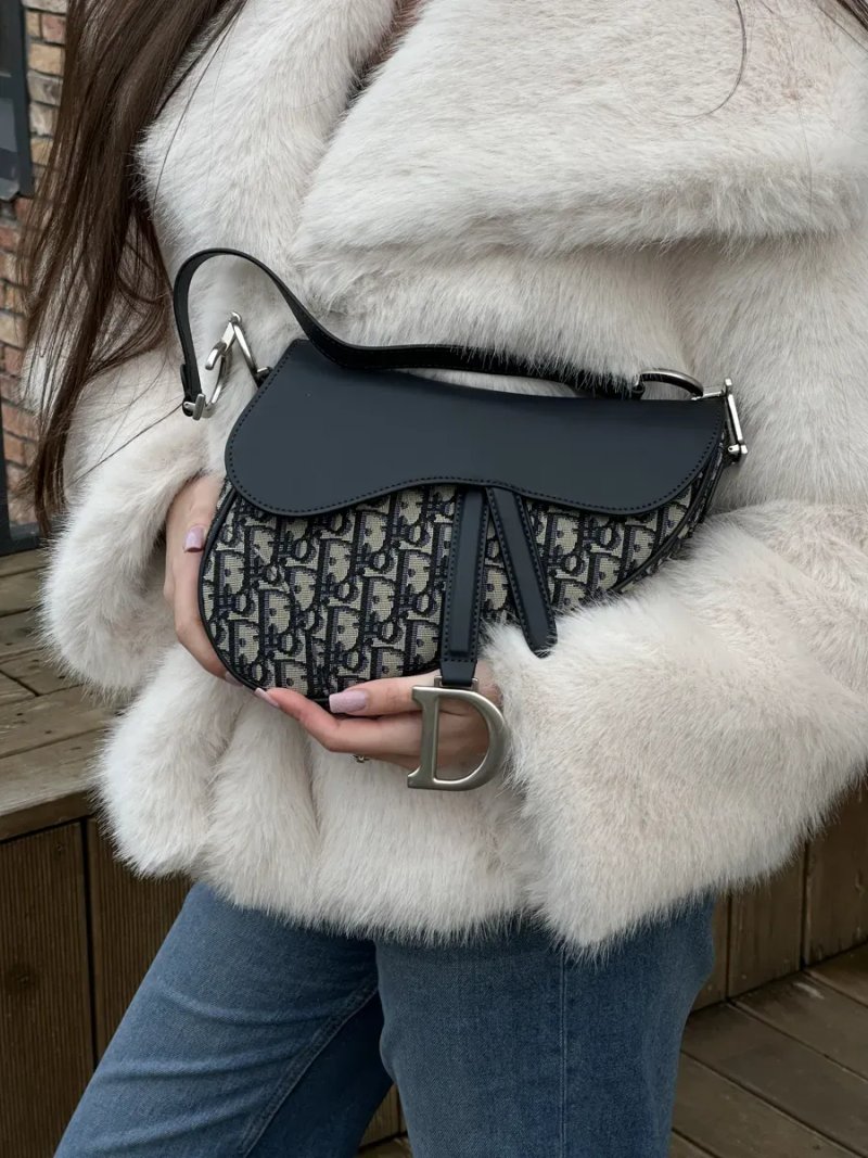 Сумка жіноча Dior Saddle Bag Blue Dior Oblique Jacquard and Smooth Calfskin копія 1:1 — фото 8