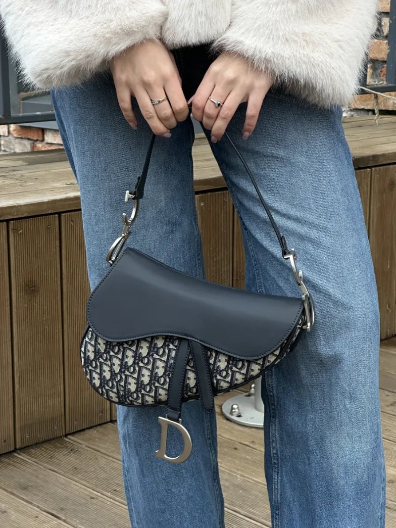 Сумка жіноча Dior Saddle Bag Blue Dior Oblique Jacquard and Smooth Calfskin копія 1:1 — фото 7