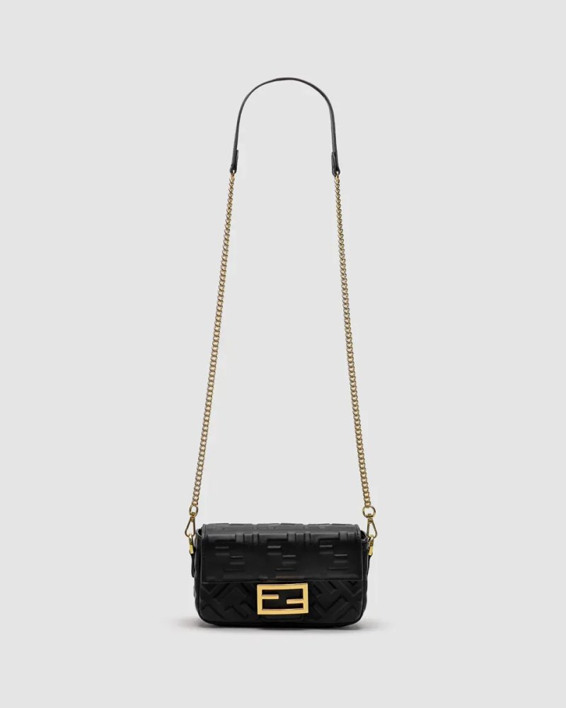 Сумка жіноча Fendi Baguette Mini Black Leather Bag копія 1:1 — фото 2