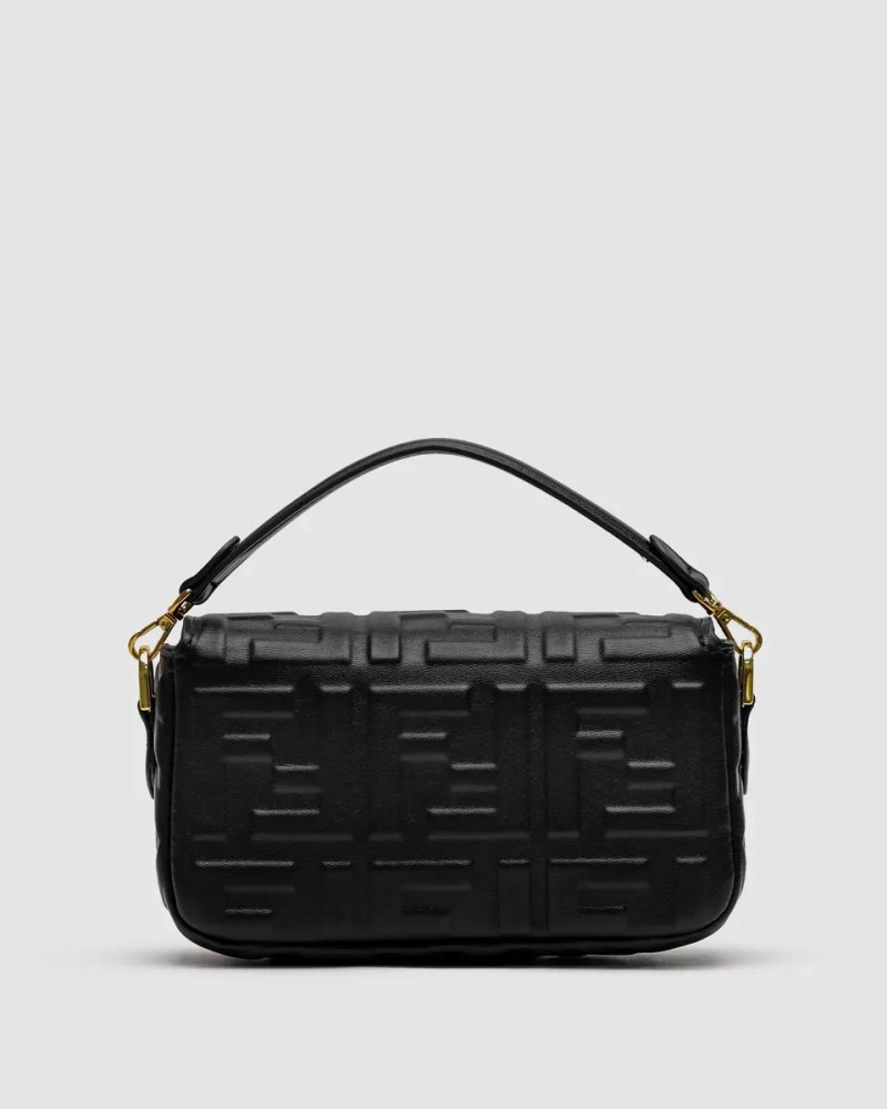 Сумка жіноча Fendi Baguette Mini Black Leather Bag копія 1:1 — фото 3