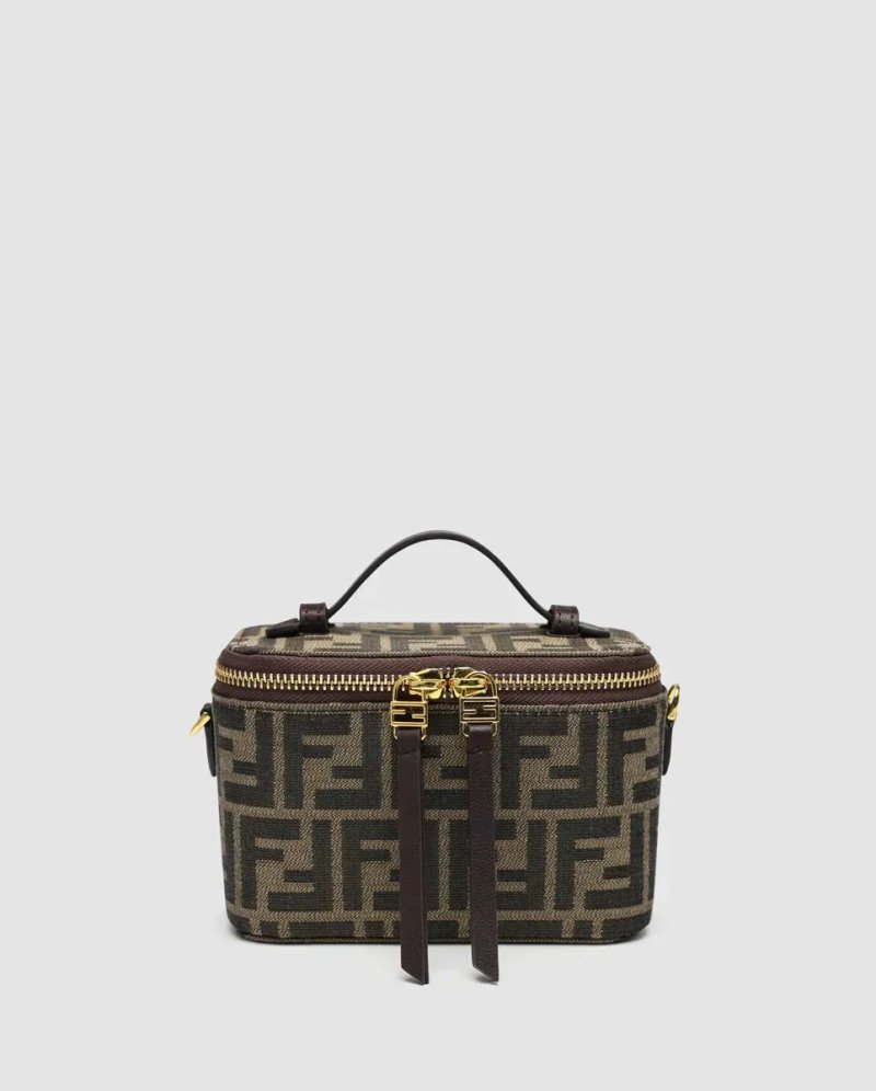 Сумка жіноча Fendi Vanity Tobacco Brown FF Jacquard Fabric Mini-Bag копія 1:1 — фото 2
