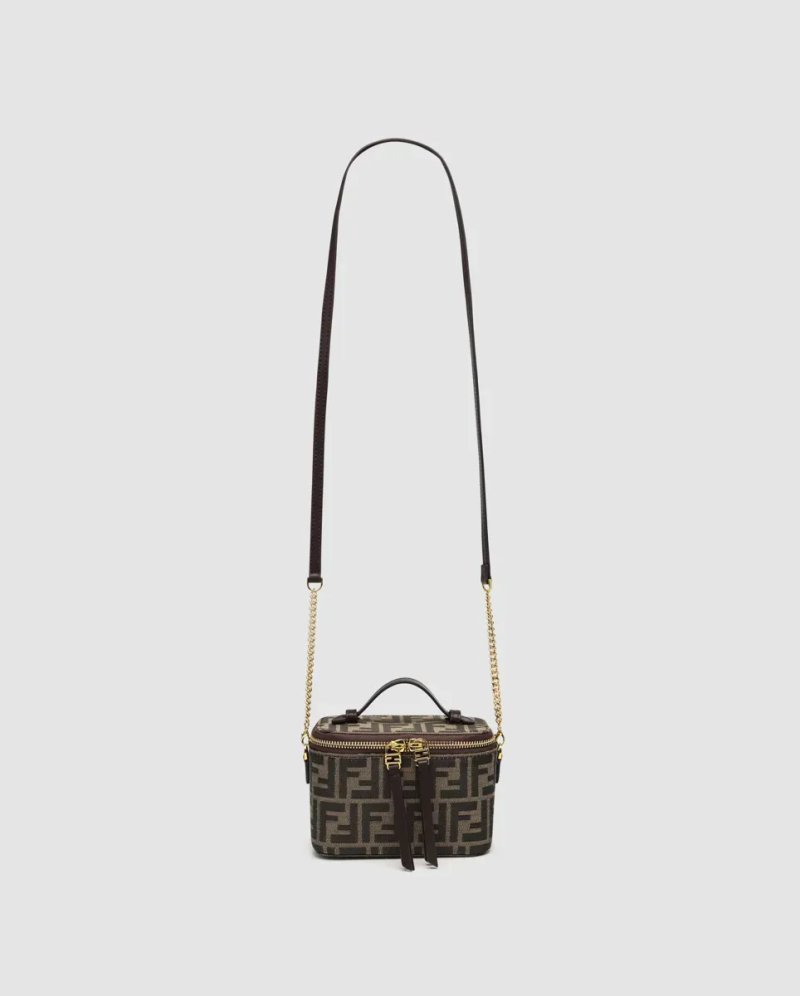 Сумка жіноча Fendi Vanity Tobacco Brown FF Jacquard Fabric Mini-Bag копія 1:1 — фото 3