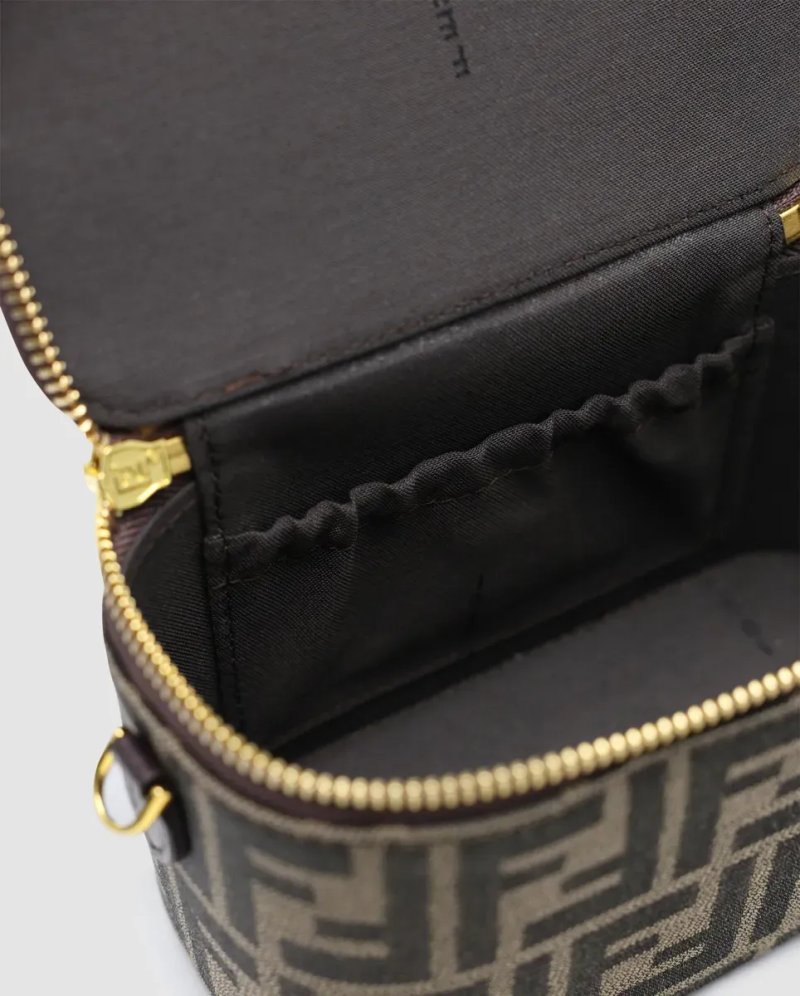 Сумка жіноча Fendi Vanity Tobacco Brown FF Jacquard Fabric Mini-Bag копія 1:1 — фото 4