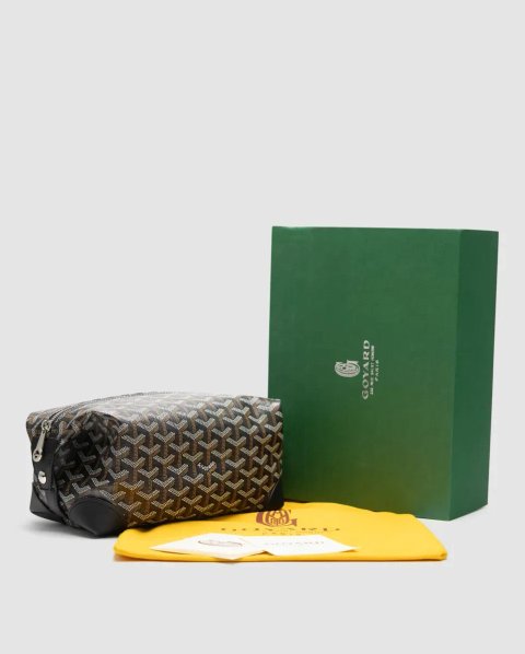 Сумка жіноча Goyard Boeing 25 Toilet Bag in Goyardine Canvas Brown/Black копія 1:1