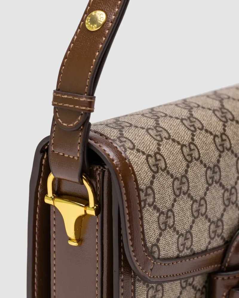 Сумка жіноча Gucci Horsebit 1955 Shoulder Bag Grey/Brown копія 1:1 — фото 4