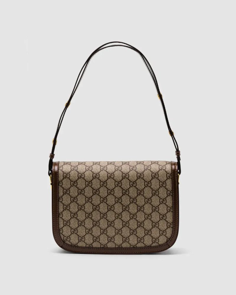 Сумка жіноча Gucci Horsebit 1955 Shoulder Bag Grey/Brown копія 1:1 — фото 3
